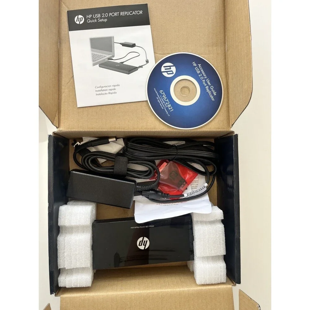 HP 2005pr USB 2.0 Port Replicator Docking Station + Power Adaptor New Open Box